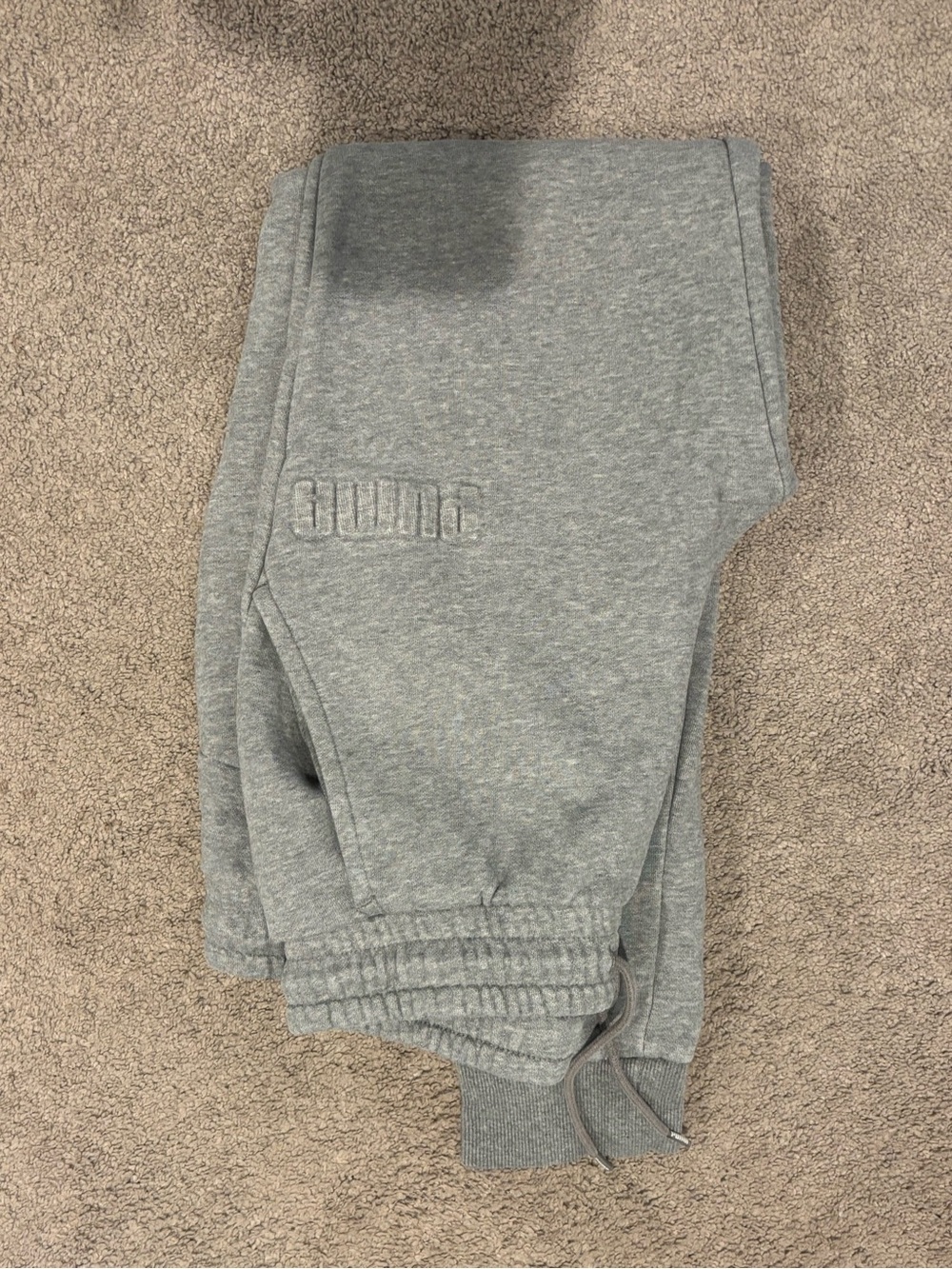 Puma Men's Light Gray Embossed Logo Joggers
